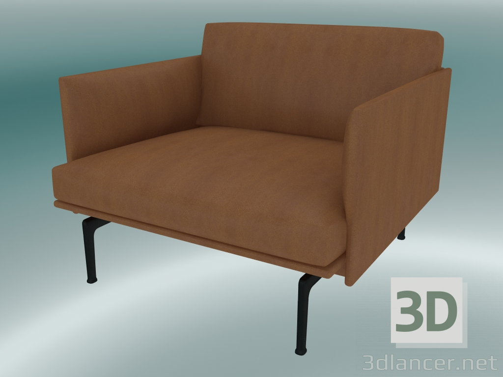 modèle 3D Aperçu du fauteuil (cuir Cognac raffiné, noir) - preview
