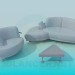 modèle 3D Un ensemble de meubles rembourrés - preview