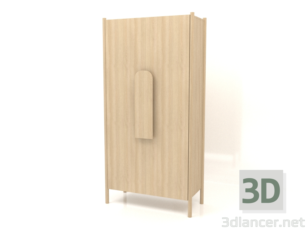 3D Modell Garderobe mit kurzen Griffen B 01 (1000x450x2000, Holz weiß) - Vorschau