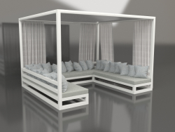 Sofa mit Vorhängen (Achatgrau)