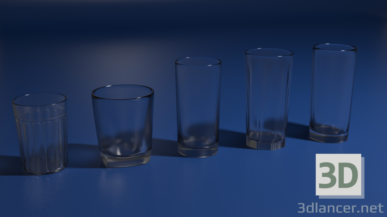 3d модель Стеклянные стаканы. – превью