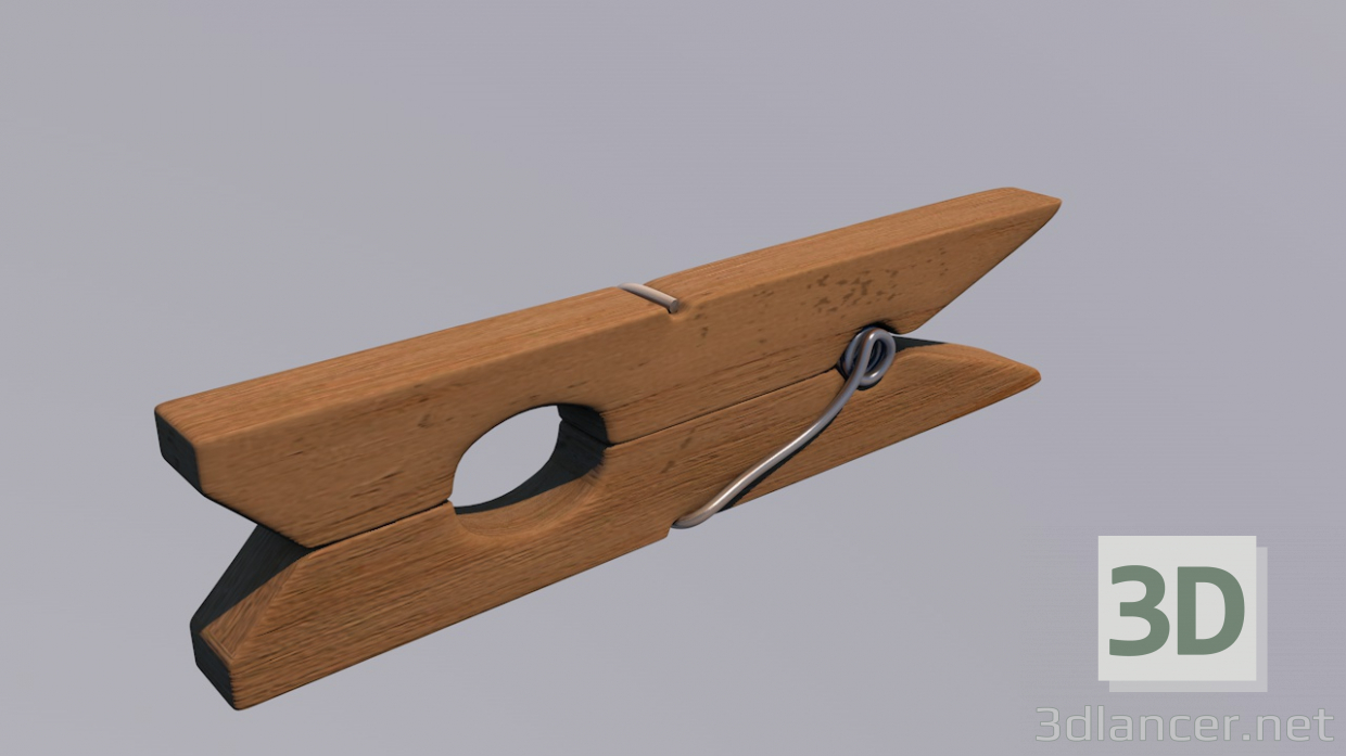 3D Modell Wäscheklammer (Holz) - Vorschau
