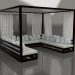 modèle 3D Canapé avec rideaux (Noir) - preview