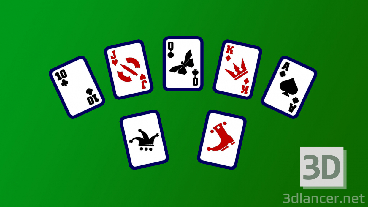 Cartas de póquer (54 cartas) 3D modelo Compro - render