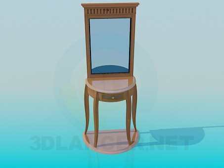 3D Modell Spiegel mit einem gepflegten Tisch - Vorschau