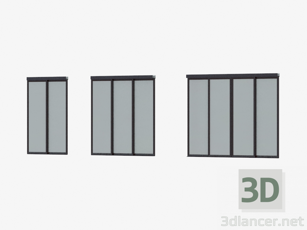 3d model Partición de interroom de A6 (vidrio plateado SSS marrón oscuro) - vista previa