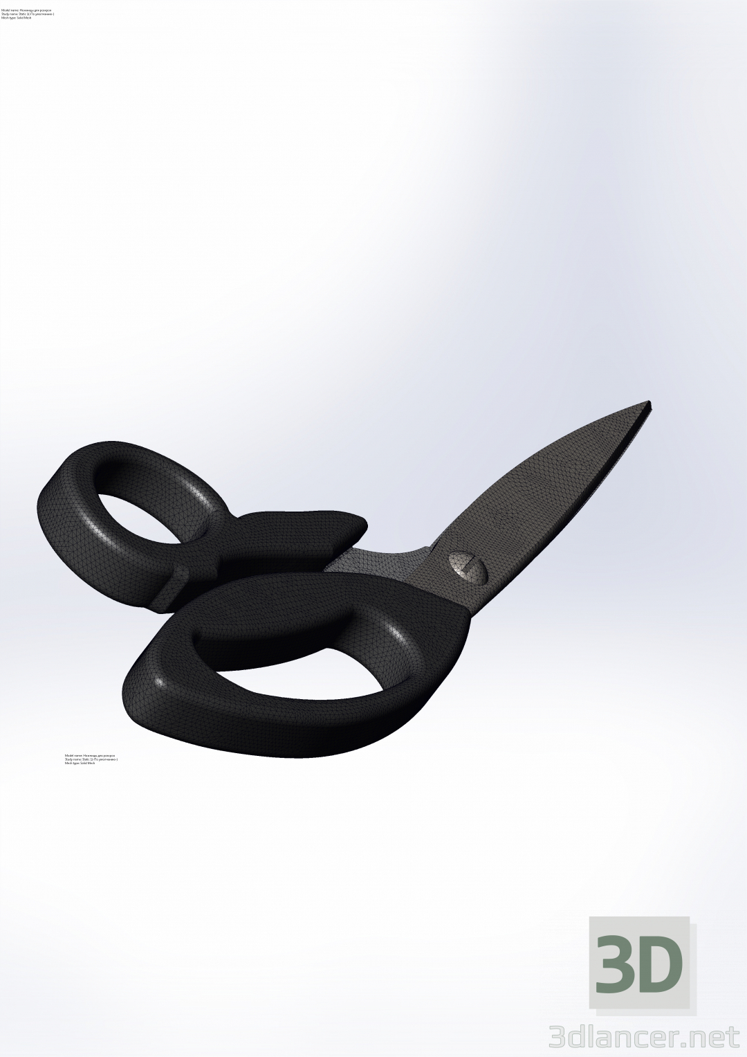 3d Fabric cutting scissors model buy - render