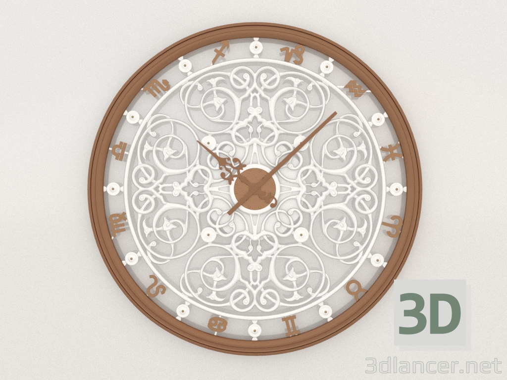 3 डी मॉडल दीवार घड़ी राशि चक्र (कांस्य) - पूर्वावलोकन