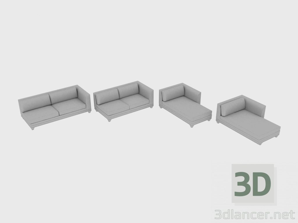 3D Modell Elemente des modularen Sofas CHOPIN CLASSIC - Vorschau