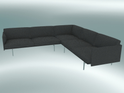 Corner sofa Outline (Hallingdal 166, Polished Aluminum)