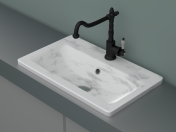 Marble sink with faucet and pipes