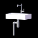 3d Marble sink with faucet and pipes model buy - render
