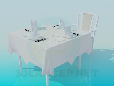 3d model A table in a restaurant - preview
