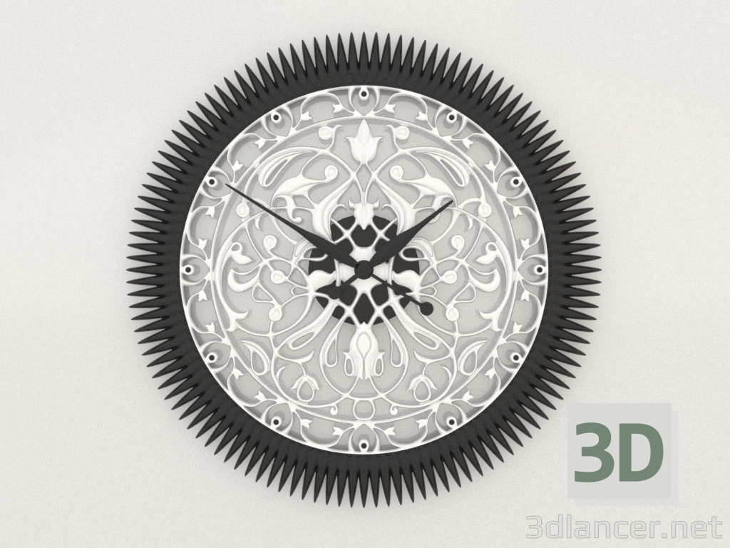 3D Modell Wanduhr FLORES (schwarz) - Vorschau