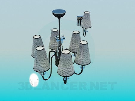 3d model Establecer los soportes de lámpara y de la pared - vista previa