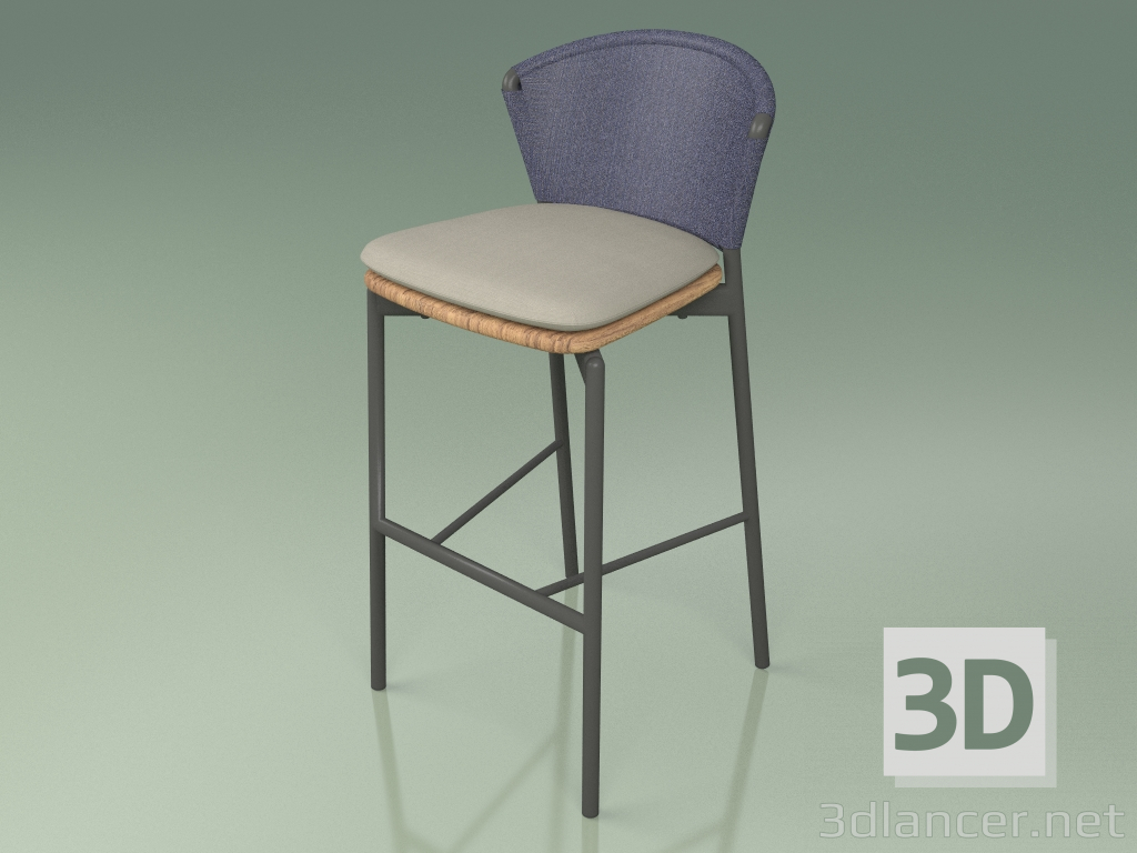 3d model Bar stool 050 (Blue, Metal Smoke, Teak) - preview