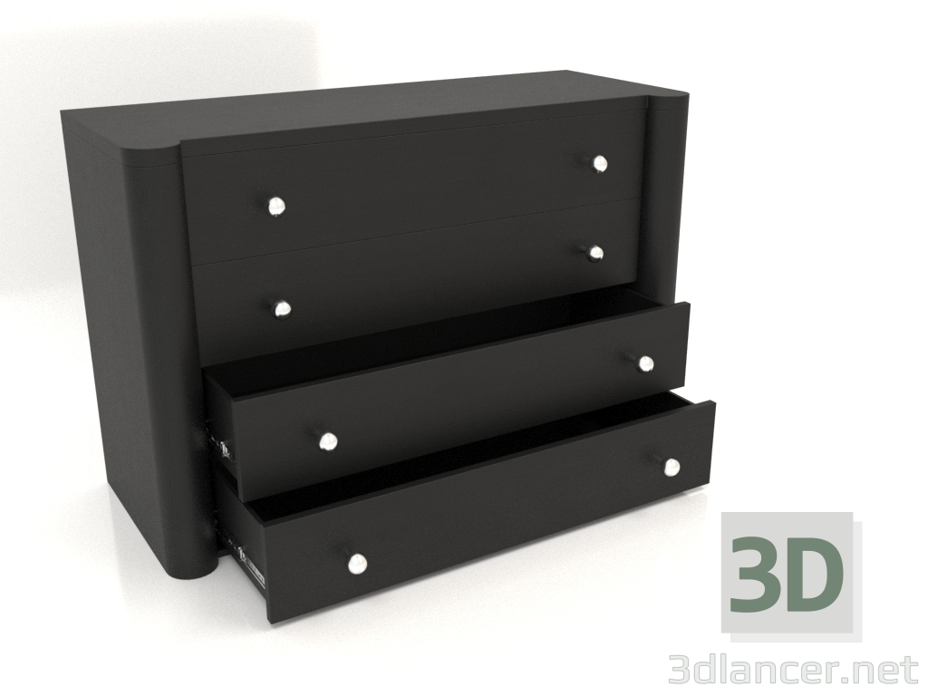 3d model Chest of drawers TM 021 (open) (1210x480x810, wood black) - preview