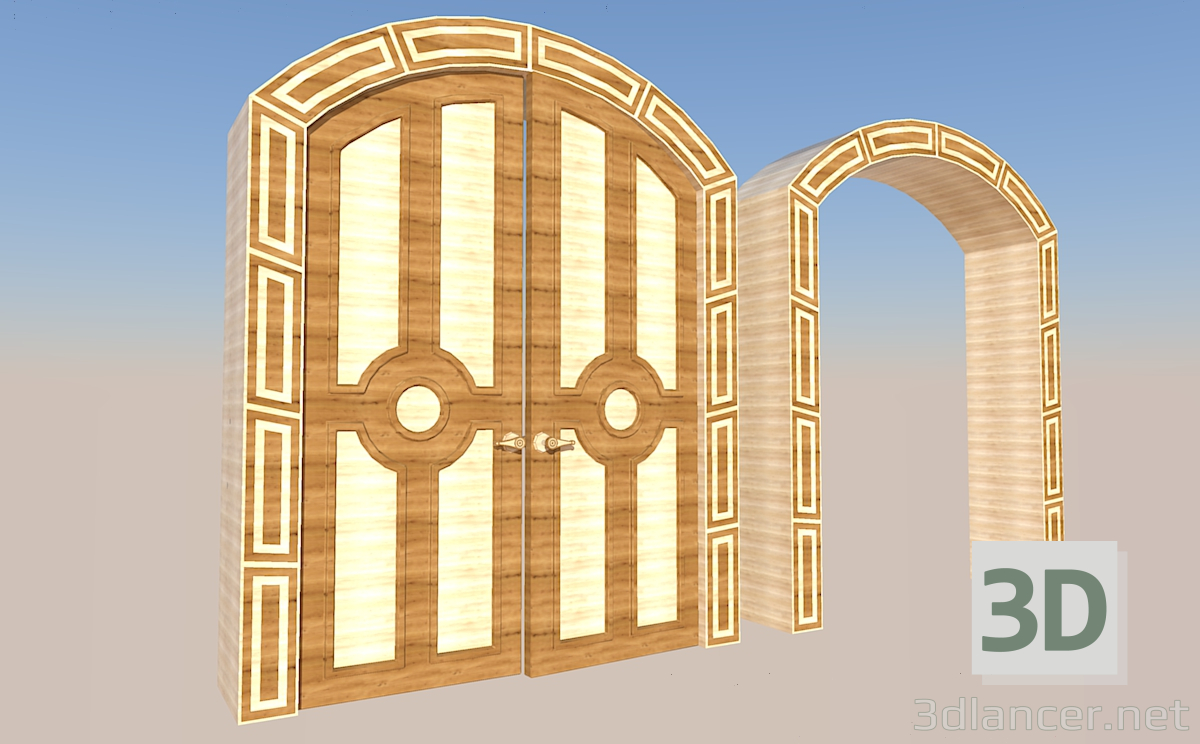 Modelo 3d Porta de entrada e arco - preview