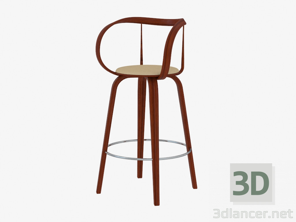 3d model Bar stool with leather upholstery - preview
