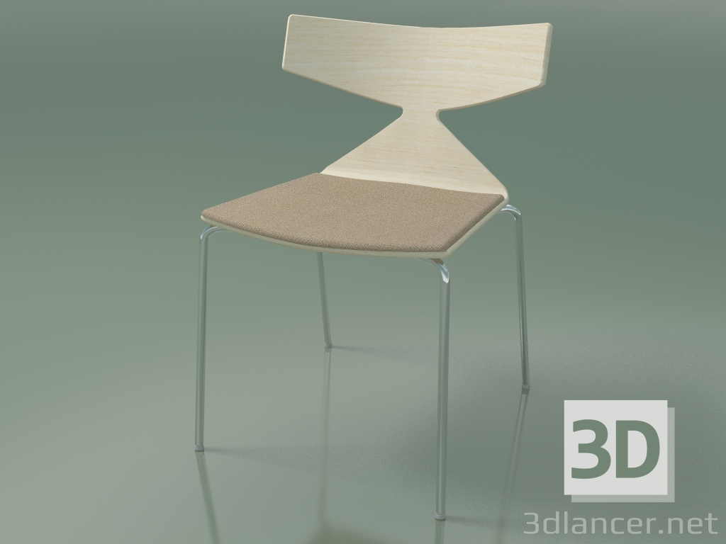 3d model Stackable chair 3710 (4 metal legs, with cushion, White, CRO) - preview