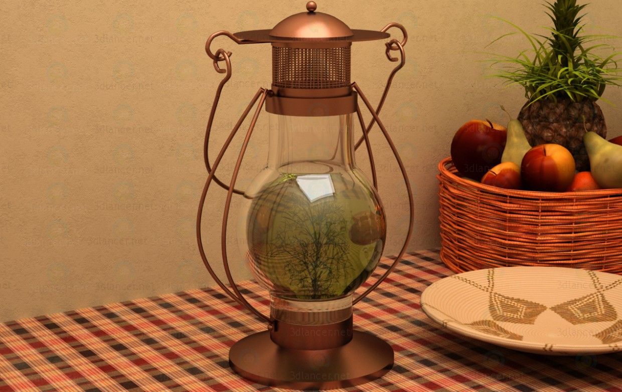 modèle 3D Lampe à huile décorative - preview