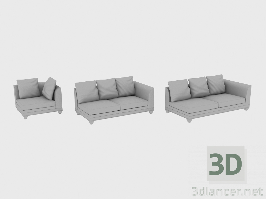 3D Modell Elemente des modularen Sofas CHOPIN FREI ZURÜCK - Vorschau
