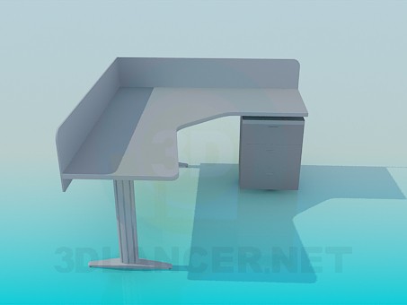 modello 3D Tavolo computer angolo - anteprima
