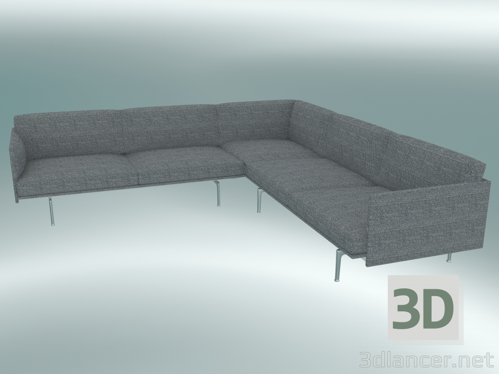 3d model Corner sofa Outline (Vancouver 14, Polished Aluminum) - preview