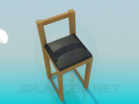 Modelo 3d Cadeira de madeira com assento estofado - preview