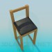 modello 3D Sedia in legno con seduta imbottita - anteprima