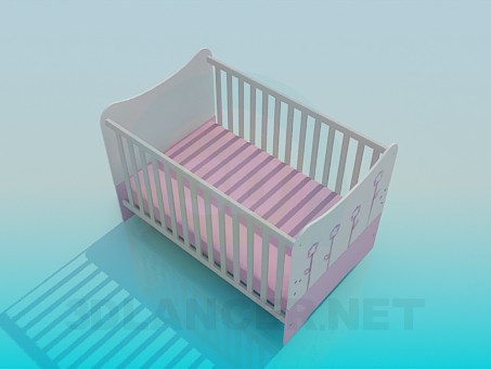 modello 3D Culla nella stanza dei bambini - anteprima