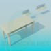 modèle 3D Bureau, étagères, table avec compartiment de rangement - preview