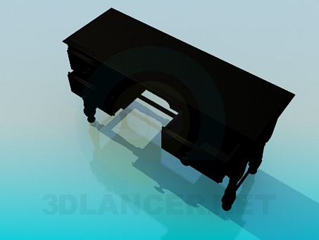 modello 3D Scrivania in legno - anteprima
