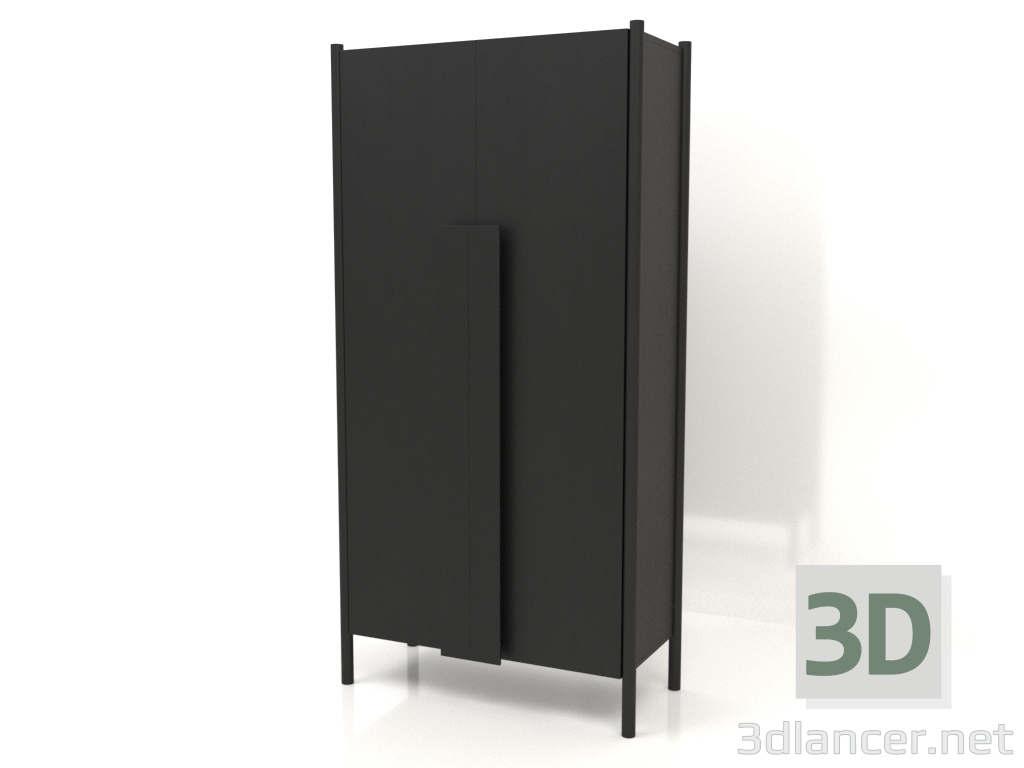 modèle 3D Armoire à longues poignées (sans arrondi) L 01 (1000x450x2000, bois noir) - preview