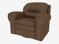 Кресло в обивке из коричневой кожи с подставкой для ног