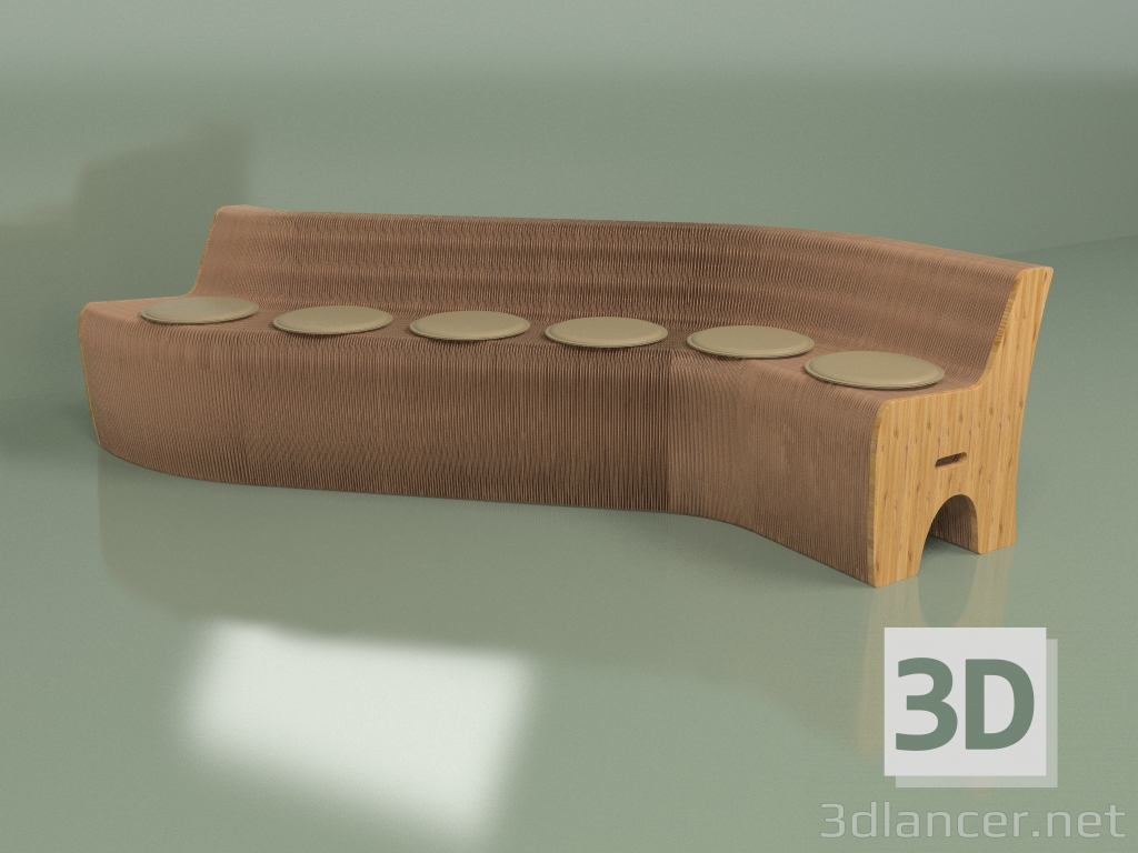 3d model Sofá de papel para 12 personas (marrón) - vista previa