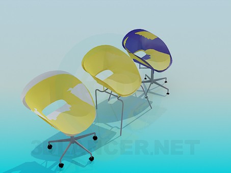 3d модель Комплект стульев для кафе – превью