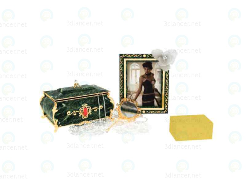 3d model casket, mirror on the women's table - preview