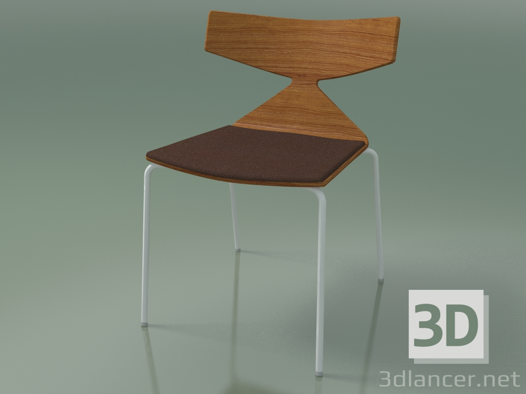 3d model Stackable chair 3710 (4 metal legs, with cushion, Teak effect, V12) - preview
