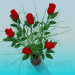 modello 3D Rose in un vaso - anteprima