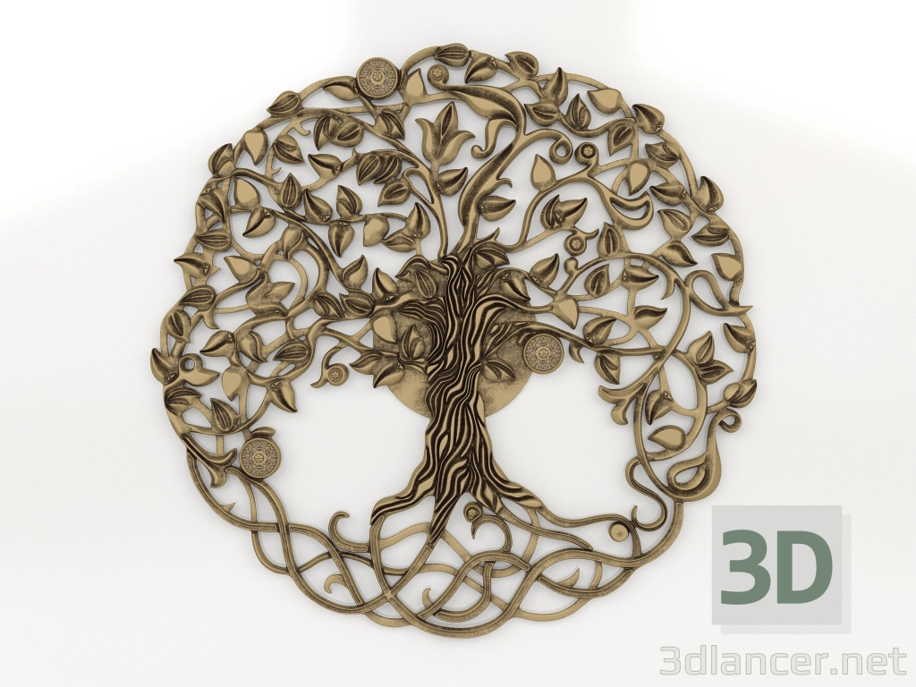 Modelo 3d Painel ARBOL (ouro) - preview
