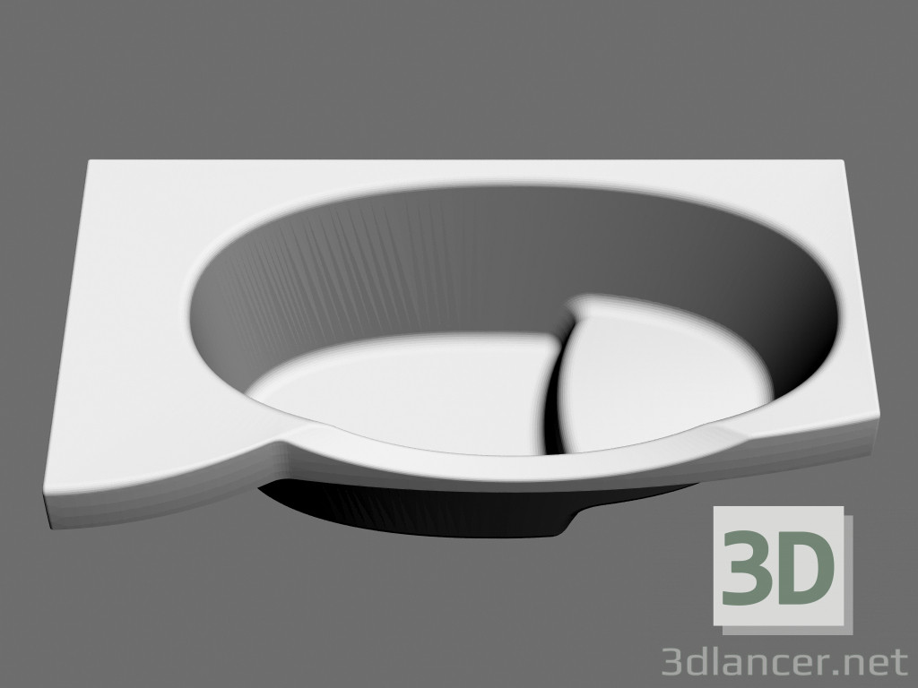 modèle 3D Baignoire asymétrique coffre-fort, laissé (165 x 88) - preview