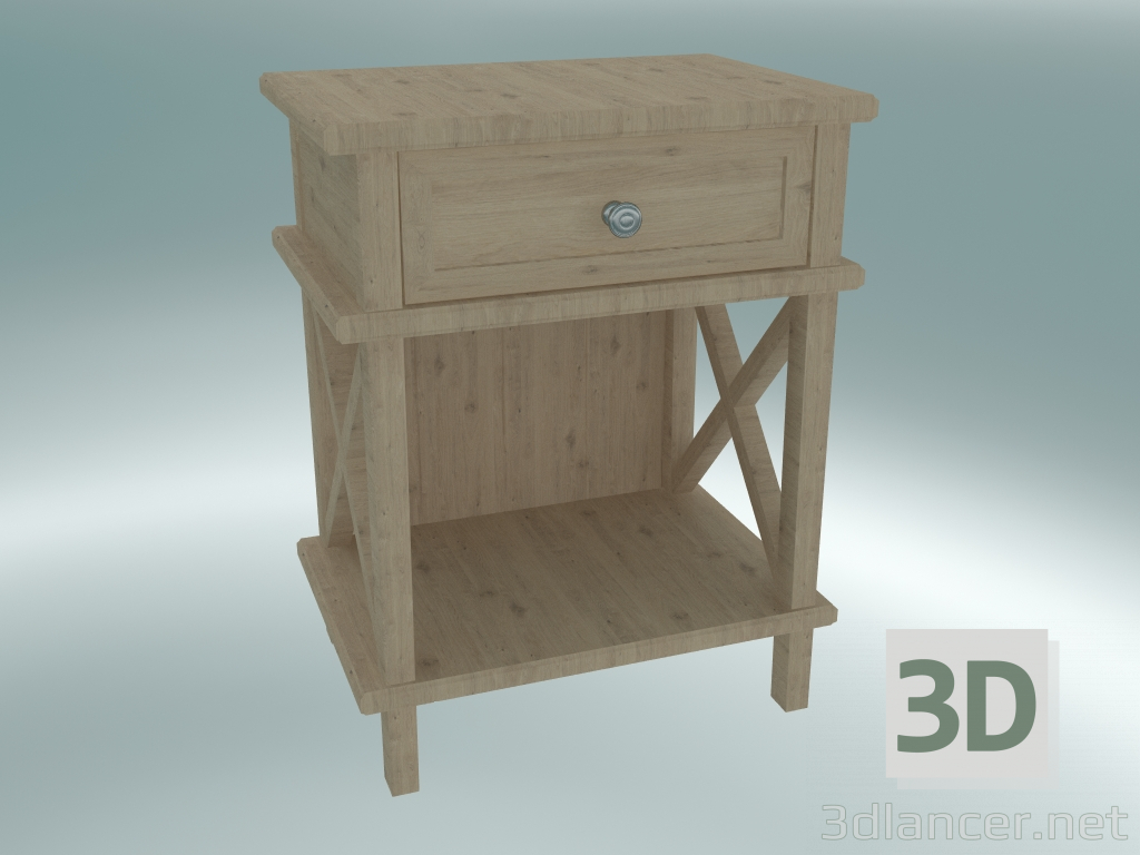 modèle 3D Table de chevet Cambridge avec tiroir et étagère petite (chêne gris) - preview