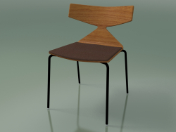 Stapelbarer Stuhl 3710 (4 Metallbeine, mit Kissen, Teak-Effekt, V39)