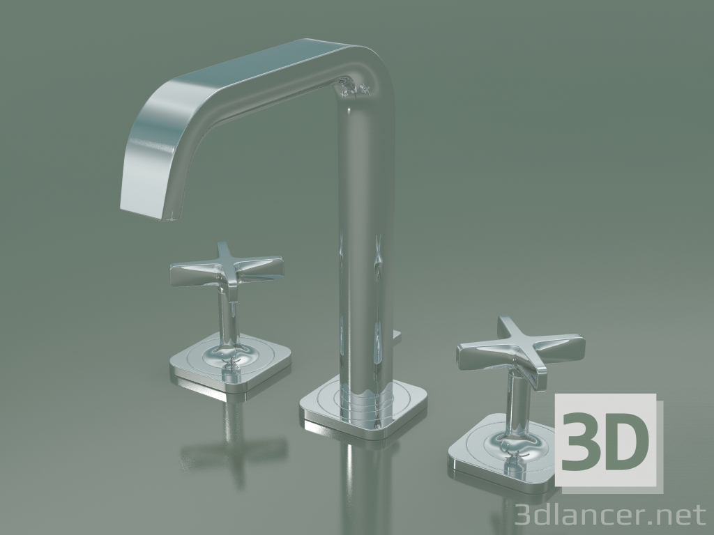 3d model Mezclador de lavabo con 3 orificios 170 (36108000, Chrome) - vista previa