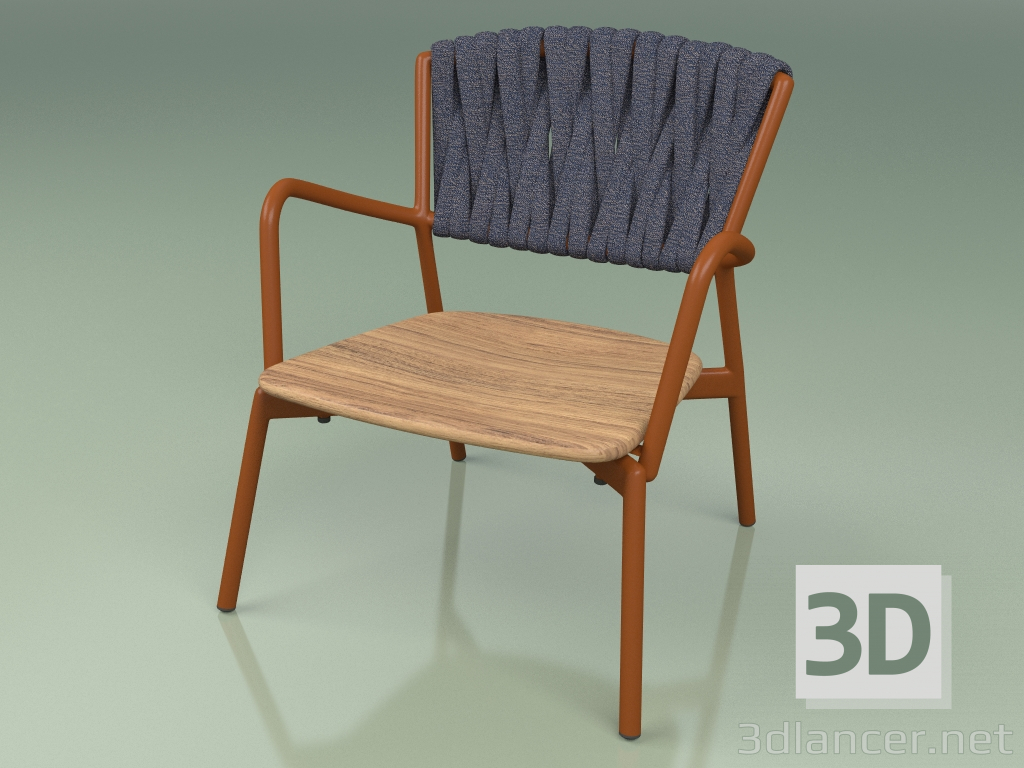 modèle 3D Chaise 227 (Métal Rouille, Ceinture Rembourrée Gris-Bleu) - preview