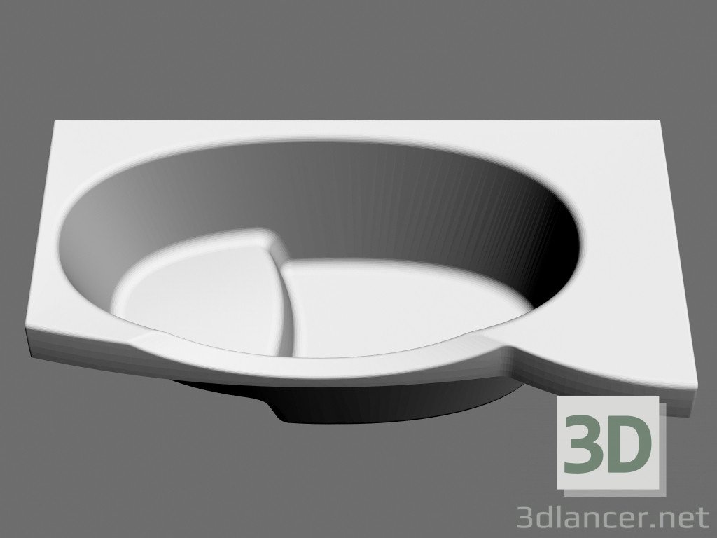 3D Modell Asymmetrische Badewanne Safe, rechts (165 x 88) - Vorschau