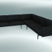 3d model Contorno del sofá de la esquina (cuero negro refinado, negro) - vista previa