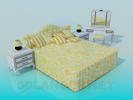 modèle 3D Meubles dans la chambre à coucher - preview