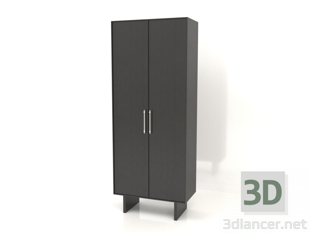3D modeli Gardırop W 02 (800x400x2000, ahşap siyah) - önizleme